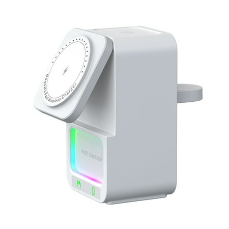 Wireless Charging Base for iPhone/Samsung Fast Charger Stand for AirPods Pro 2 3 Smartphone 15W-White