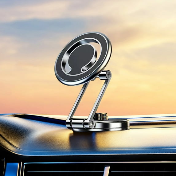 Wireless Charging Car Phone Holder, Foldable & Extendable Magnetic Mount, Fast Charging Qi-Compatible, Aluminum Alloy Base