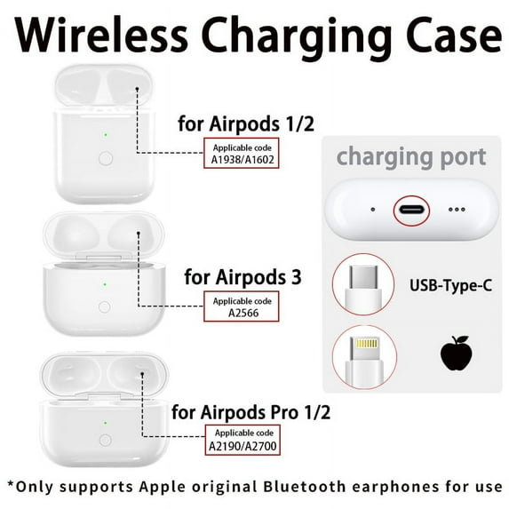 #Wireless Charging Case Replacement Compatible with for airpods Pro 1 2 3 Charger Case with Bluetooth Pairing Sync Button