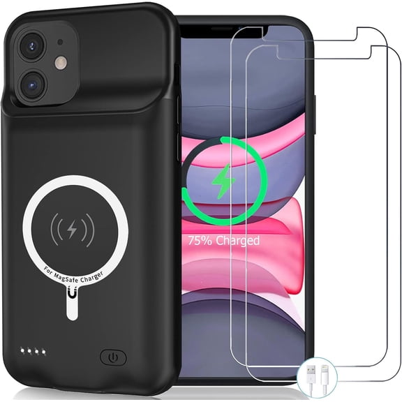 Wireless Charging Case for iPhone 11, 10000mAh High Capacity Portable Rechargeable Protective Battery Compatible with 11 (6.1 inch) Extended Charger ()