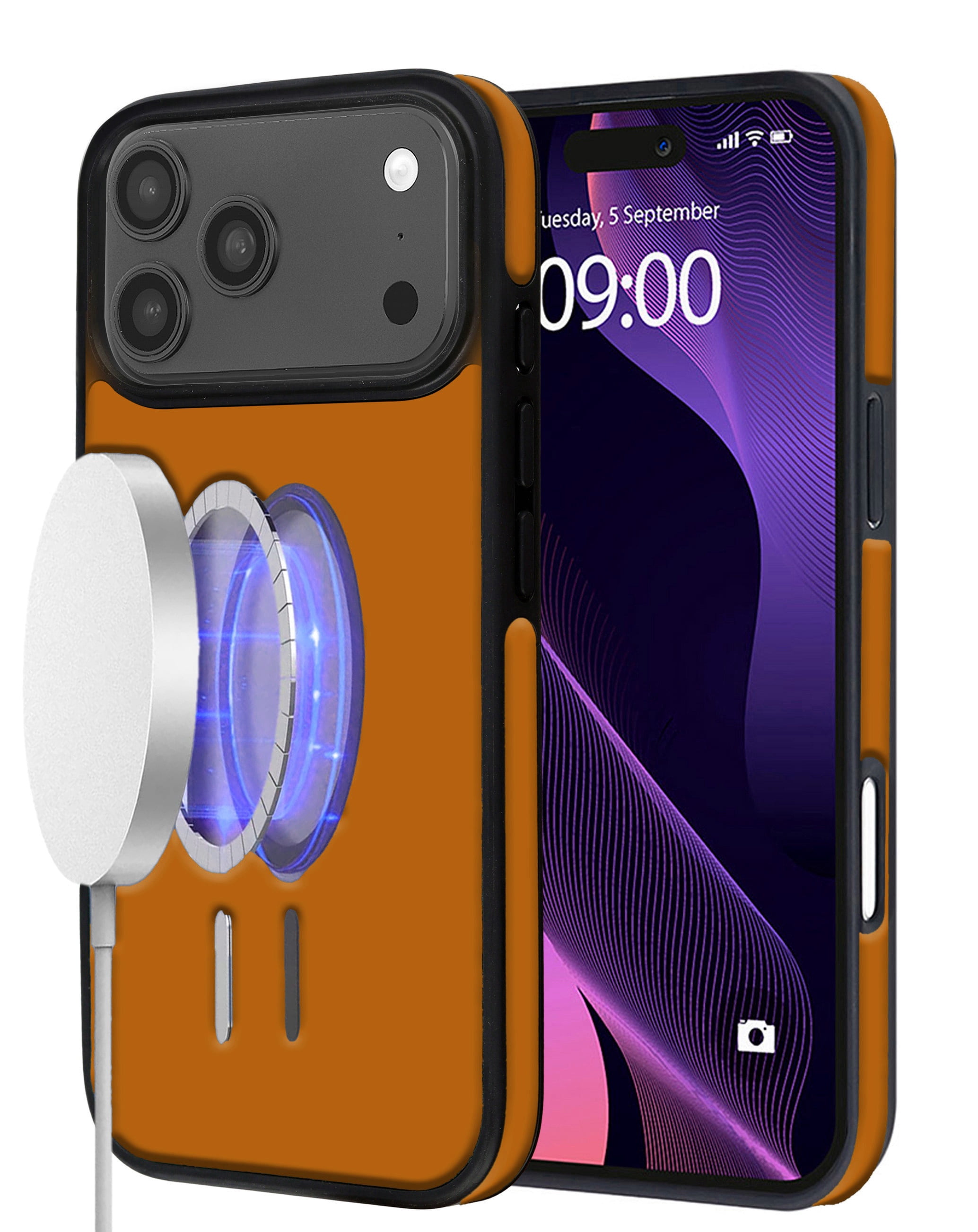 Wireless Charging Clear Case with IC Chip for iPhone 17 Pro Max - Orange