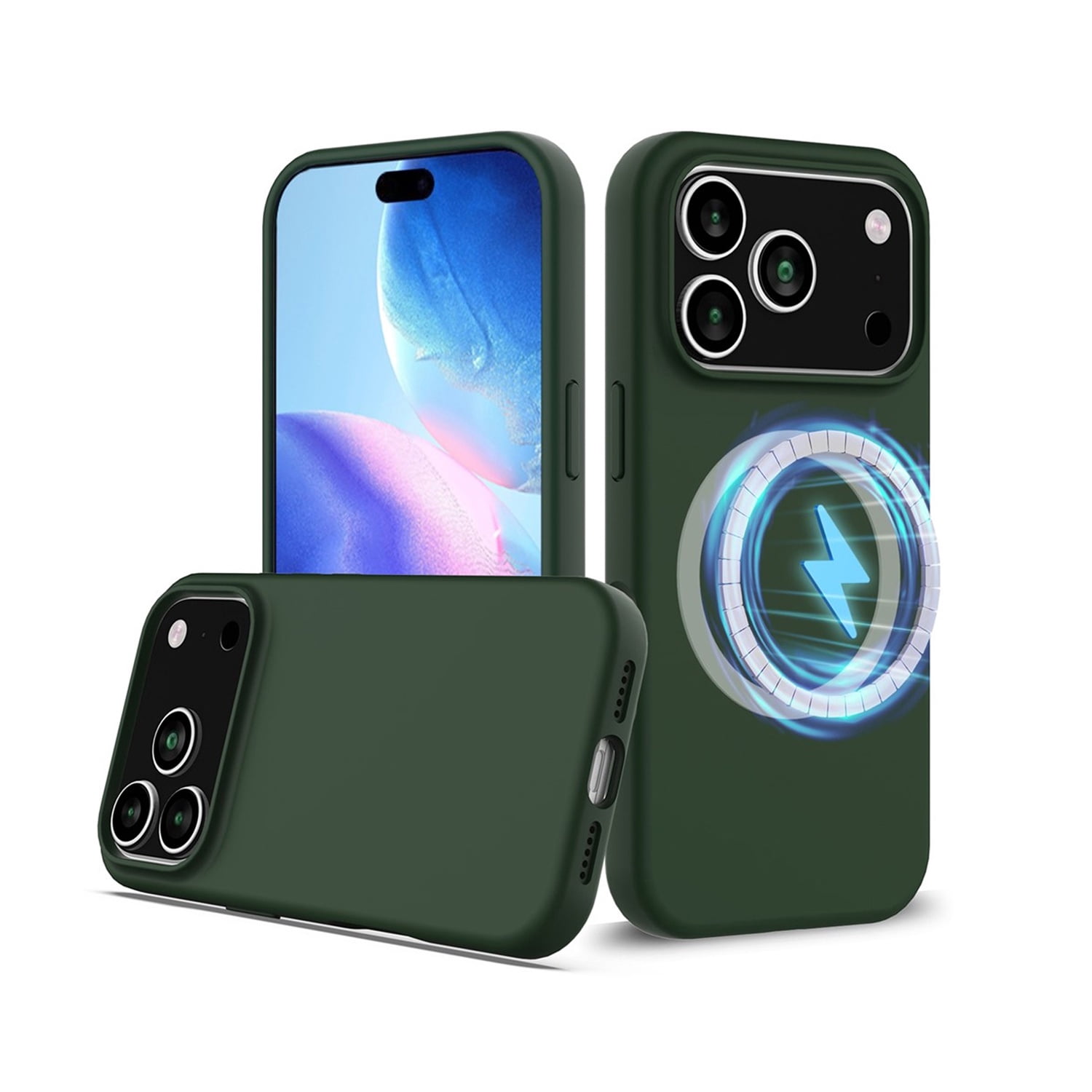 Wireless Charging Compatible Silicone Case for iPhone 17 Pro Max - Green