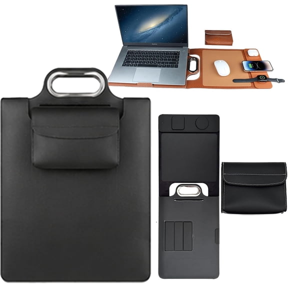 Wireless Charging Laptop Bag for 15.6" Laptop, 15W Qi Charging | Built-In Laptop Stand & Mouse Pad, Detachable Tech Organizer, Waterproof Leather, Shockproof Protection, for Business Travel