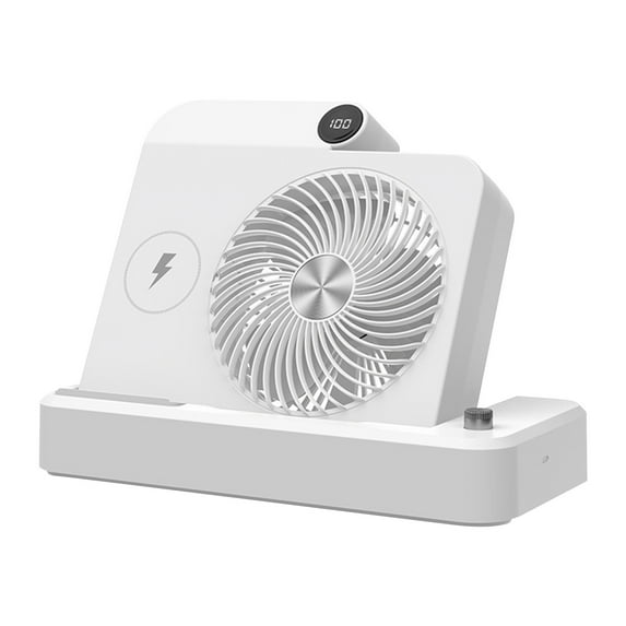 Wireless Charging Mini Desk Fan with Digital Display, 3-Speed Portable Folding Desktop Fan for Home & Office, Quiet, Type-C Powered