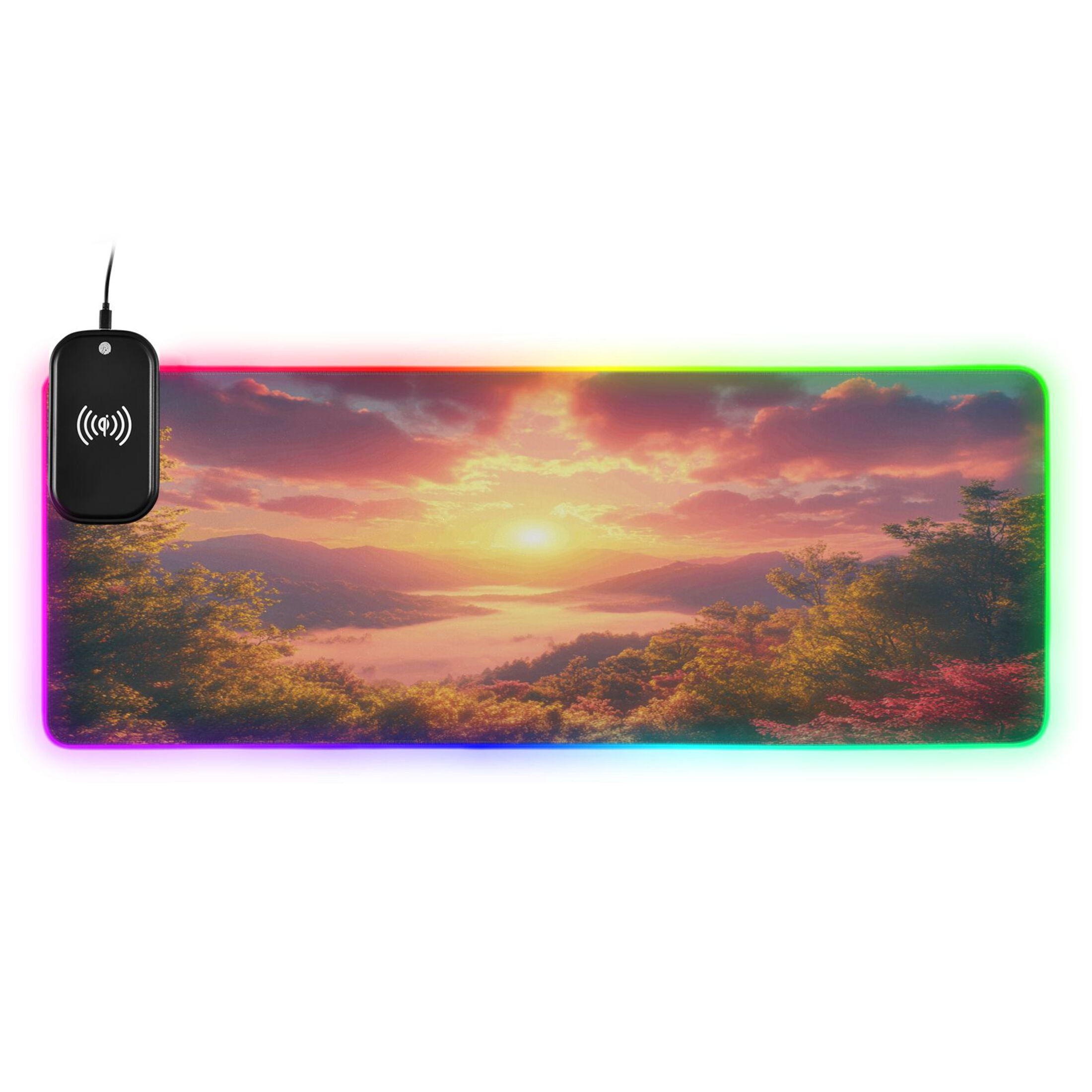 Wireless Charging Mouse Pad Large RGB Gaming Desk Mat 13 Light Modes ...