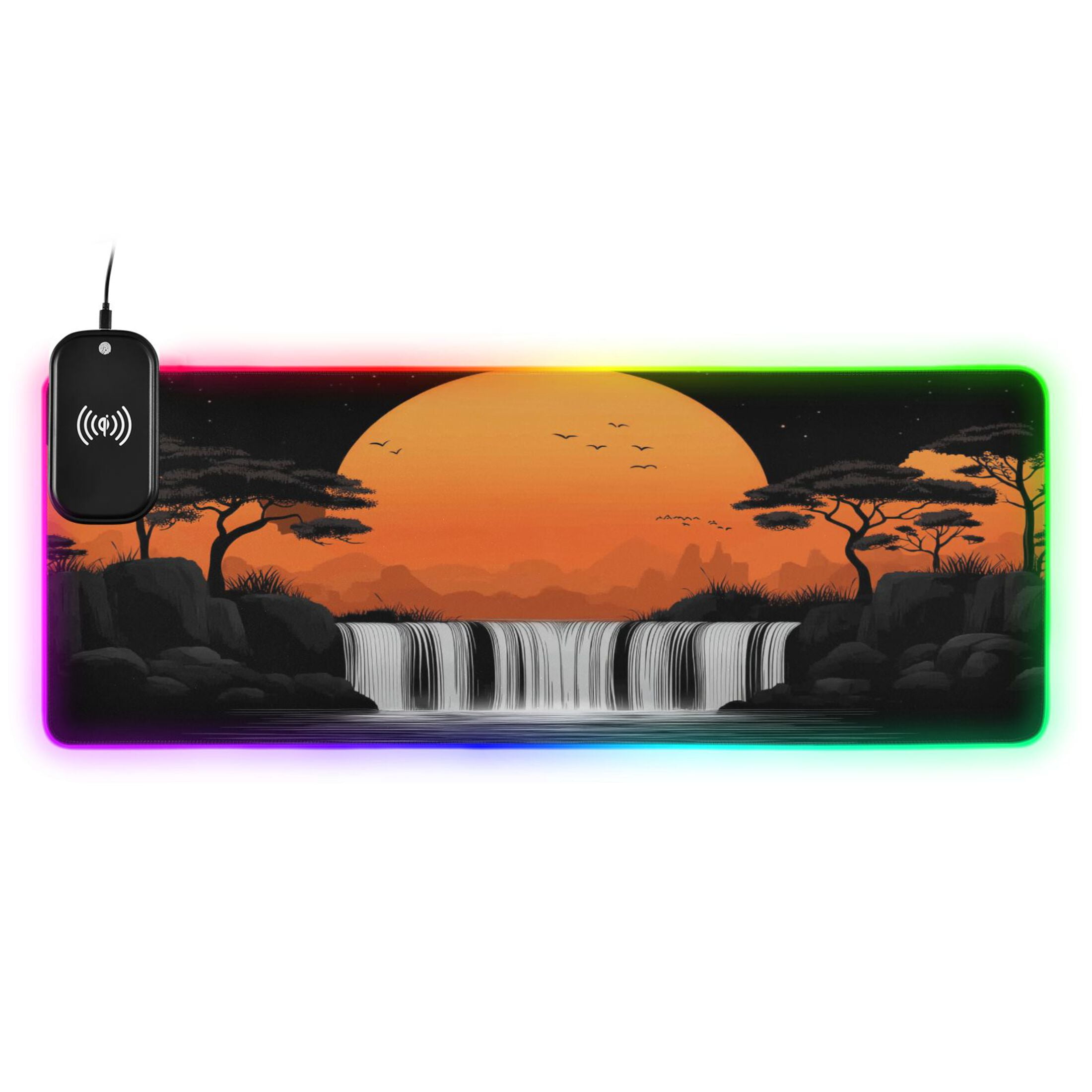Wireless Charging Mouse Pad Large RGB Gaming Desk Mat 13 Light Modes ...
