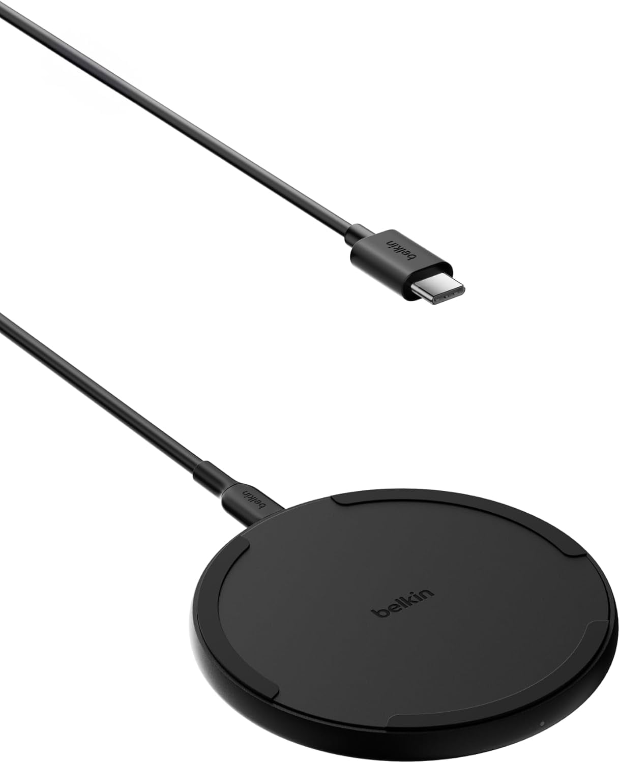 Wireless Charging Pad 15W - Qi Charger, Station for iPhone 17, 16/15/14 Series, AirPods, Samsung Galaxy S25, S24, Pixel 5ft Cable Included Black