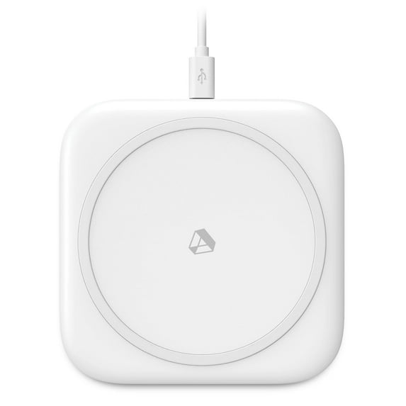 Wireless Charging Pad, 15W, Square - White (Wall Charger Included)