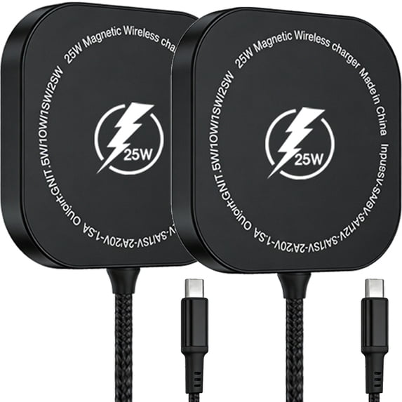 Wireless Charging Pad 25W Wireless Charger Compatible with iPhone 17/16/15/14/13/12 Series & AirPods, Qi2.2 Fast Charging Pad,2 Pack Black Magnet Charger Stand