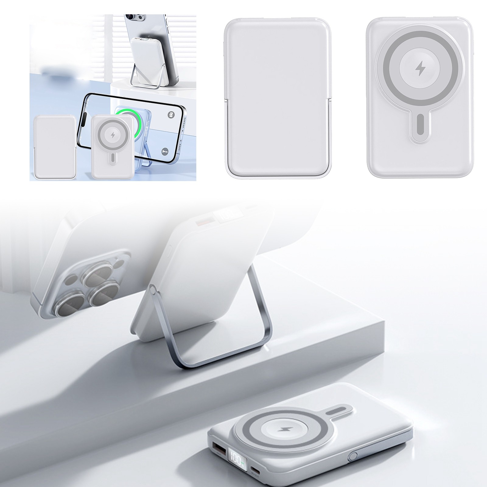 Wireless Charging Power Bank With Stand Type C Battery Pack with