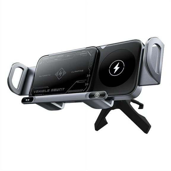 Wireless Charging Rotating Car Mount, 15W Fast Charger, One-Click Rotation, Universal Phone Holder for Car Dashboard & Air Vent