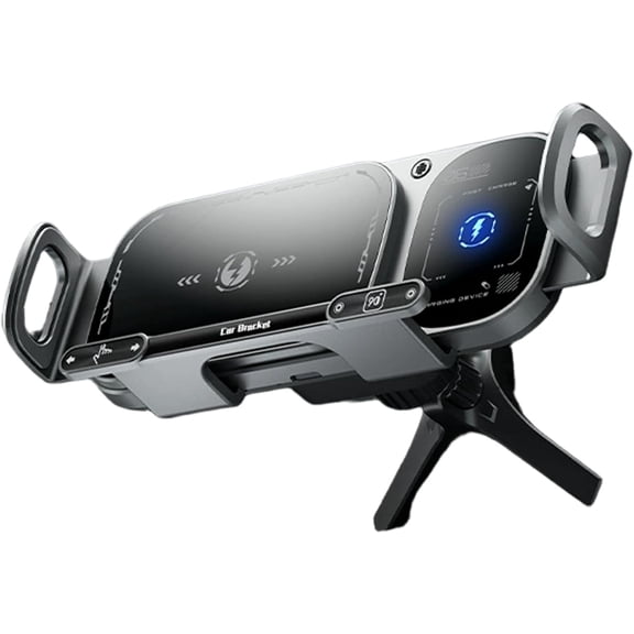 Wireless Charging Rotating Car Mount with Auto Clamping 15W Fast Charging Phone Car Mount Touch Control Wireless Chargers for Dashboard & Air Vent Grey