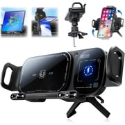 Wireless Charging Rotating Car Mount,High Intelligent 2 in 1 Auto Rotating Phone Holder,Car Charger Fast Charging, One-Click Auto-Rotating & Clamping for Smartphone/Pad/Foldable Phone