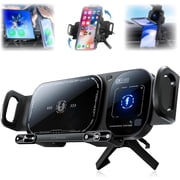 Wireless Charging Rotating Car Mount, High Intelligent 2 in 1 Auto Rotating Phone Holder, One-Click Rotation, Universal Phone Holder Car Charger Fast Charging for Car Dashboard & Air Vent Black