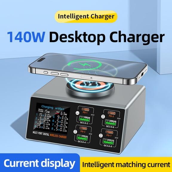 Wireless Charging Stand with Cable and Charger Magnetic wireless fast charging base, multifunctional interface charger