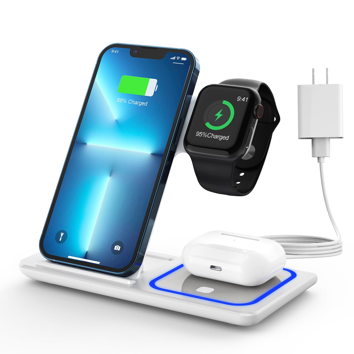 Wireless Charging Station, 3 in 1 Foldable Wireless Charger Stand, Wireless  Charging Stand for iPhone 15 14/13/13 Pro/13 Pro Max/12/11/XS/XR/X, Airpods  2/pro, Apple Watch, and Phones - Walmart.com