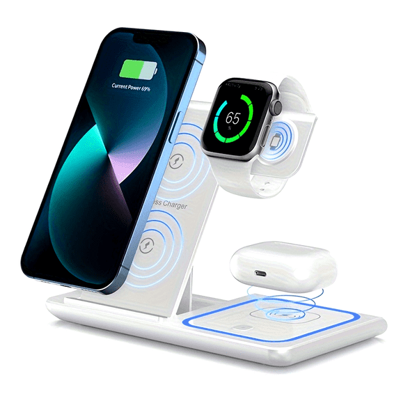 Wireless Charging Station 3 in 1 Standard 15W Fast mag-safe Charger Stand for iPhone16 15 14 13 12 11 x 8 Pro Max / Pro / Mini / Plus , iWatch Ultra 10/9/8 7/6/5/4/3/2 se , AirPods 4/3/2 / pro / Pro2
