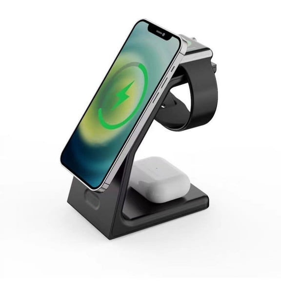 Longiko 3 in 1 Wireless Charger Stand Dock for iPhone, Black