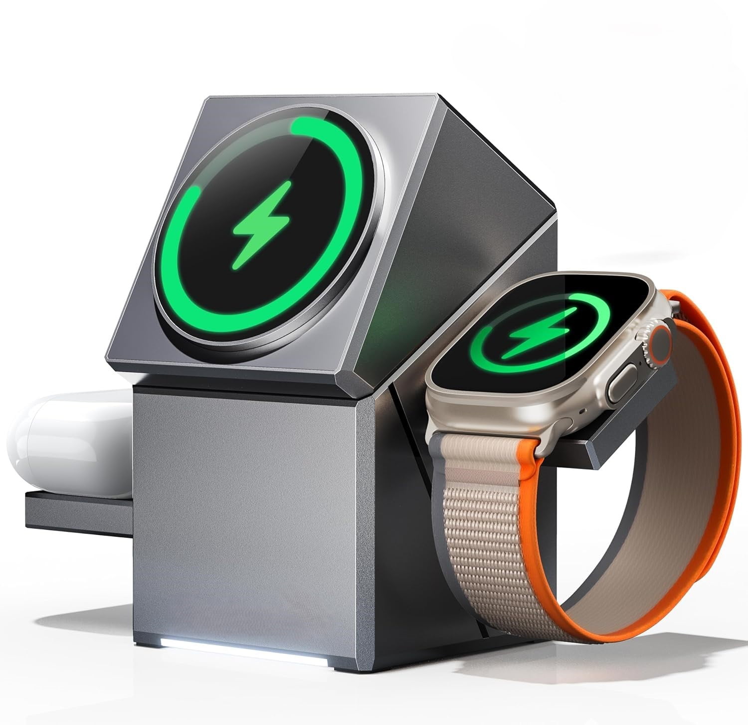Wireless Charging Station, CubeTrick-X Qi2 15W Fast Charge, 3 in 1 Wireless Charging Station for Apple Watch Charger, for iPhone 16, 15, 14, 13, 12 Series, AirPods (30W USB-C Charger Included)