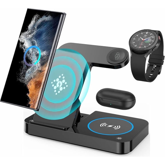 Wireless Charging Station For , 3 in 1 wireless Charger Stand for Galaxy S25 S24 Ultra S23 S22 Note 20 Z Fold 7/6 - Watch 8 7 6 5 Buds
