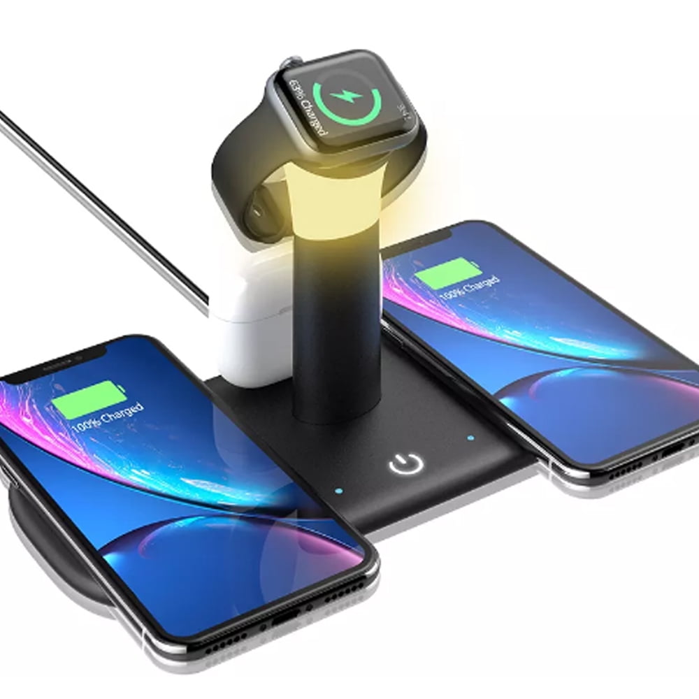 Wireless Charging Station with Led light, 5 in 1 Charging Dock for