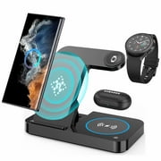 Wireless Charging Station for Samsung and Android Multiple Devices 3 in 1 Foldable fast wireless Charger Dock Stand for Phone Galaxy Z Flip 4/3 Z Fold S23 S22 S20 Ultra, Galaxy Watch 5/4/3 Galaxy Buds
