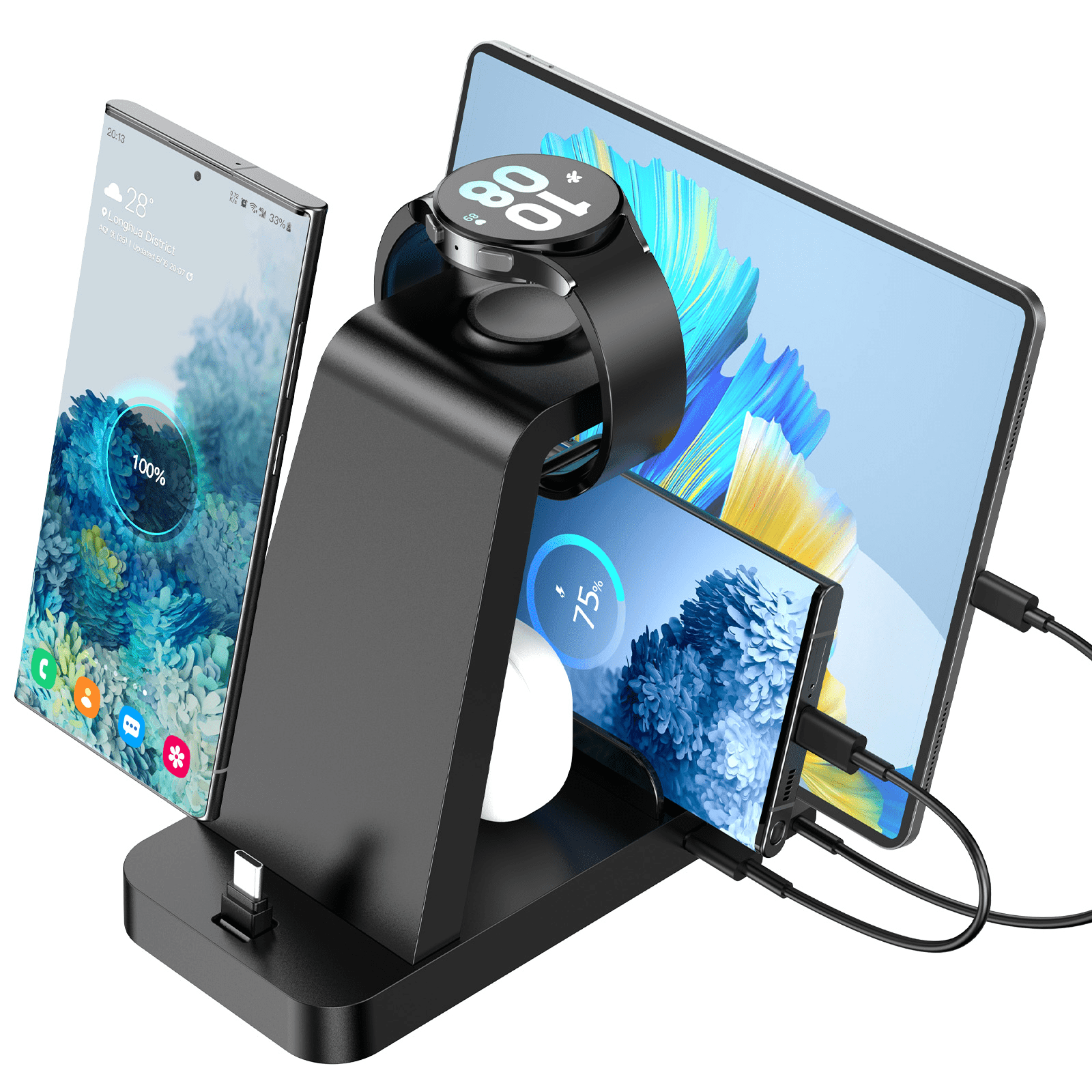 Wireless Charging Station for Samsung iPhone, Fast Wireless Charger for  Galaxy S23 Ultra/S22/S21, Wireless Watch Charger for Samsung Watch 5 pro 5/4 /3 Active 2 /Galaxy Buds/iPad/Tablet - Walmart.com
