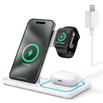 Cshidworld 3 in 1 Charging Station for Apple Multiple Devices, Foldable Travel Wireless Charger 18W for iPhone 17 16 15 14 13 Pro Max Plus, Apple Watch Series, Airpods