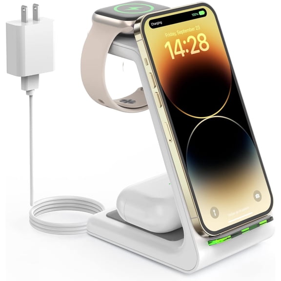 Wireless Charging Station for - 3 in 1 Charger Stand Dock Watch and Phone 11/8/7/SE/6/5/4/3/2, iPhone 17 16-12 Pro Max SE XS X, , AirPods Pro/3/2
