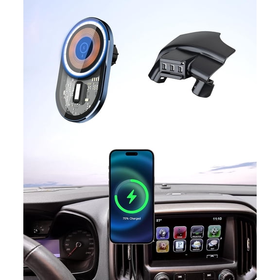 Wireless Charging car Phone Holder for Chevrolet Colorado 2015-2022 Auto Accessories Navigation Bracket Interior Decoration Mobile Cell Phone Mount, 360 Rotation