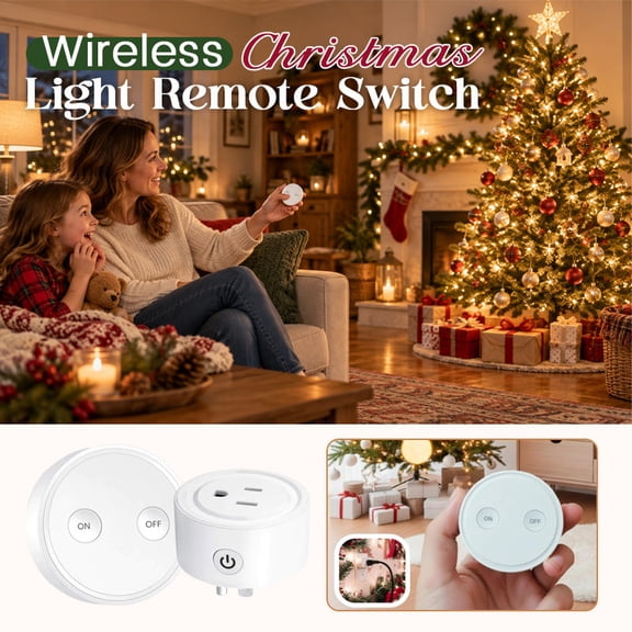 Wireless Christmas Tree Light Remote Control Switch, Easy ON/OFF Controller for Holiday Decorations and Plug-in Devices