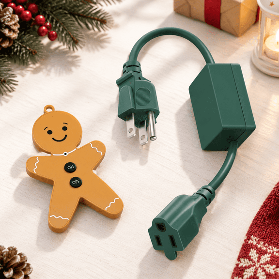Wireless Christmas Tree Light Remote with Gingerbread Man Design, Festive Holiday Controller