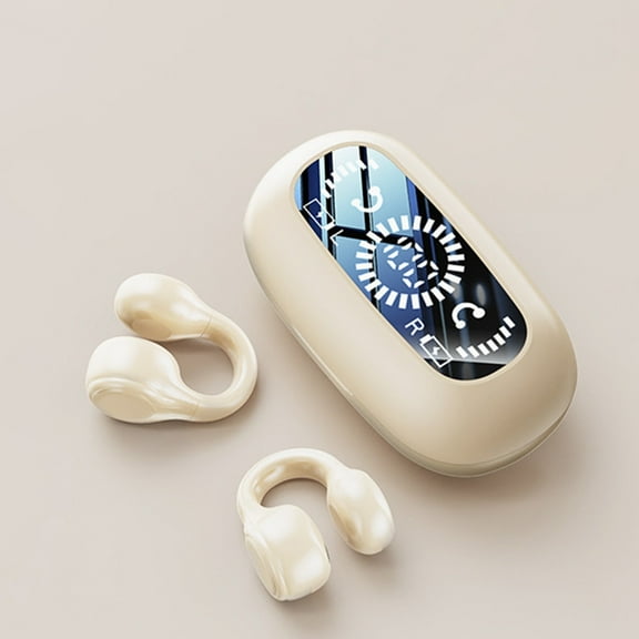 Wireless Clip On Bone Conduction Earbuds, Bluetooth Earclip Headphones, Bone Conducting Earbuds, Bluetooth 5.3, Ear Clip Style, High-end Mirror Intelligent Digital Display