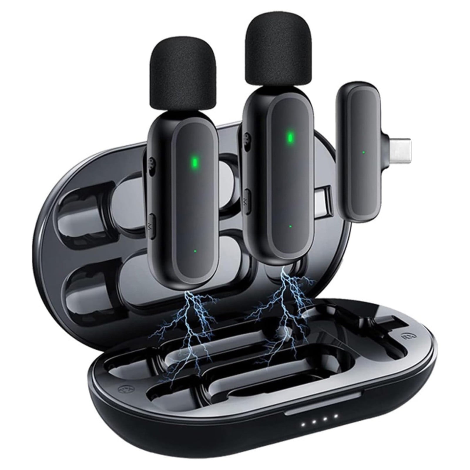 Wireless Clip On Microphone Wireless Lavalier Microphone Mic Receiver And With Charging Box