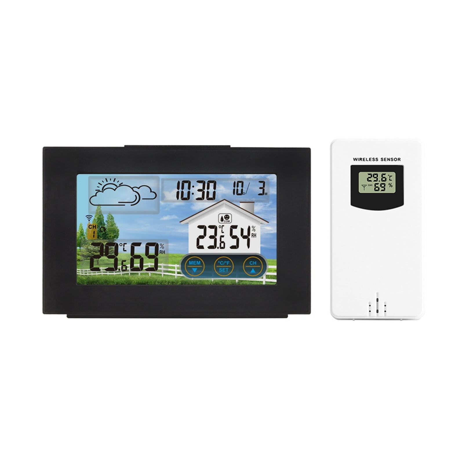 Wireless Color Display Digital Temperature Humidity Monitor Weather Clock Weather Station Indoor Outdoor ,Easy to Operate