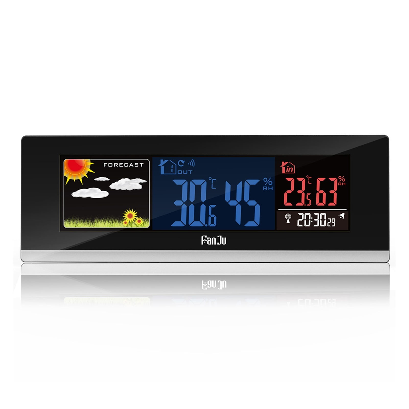 Wireless Color Display Digital Temperature Humidity Monitor, Weather Station Indoor Outdoor Weather Clock Multifunction ,Easy to Operate