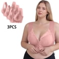 thumbnail image 1 of Wireless Comfy Bra for Women - 3Pc Women Lace Patchwork Bra Wireless Underwear Bra Everyday Underwear Pink Xl, 1 of 9