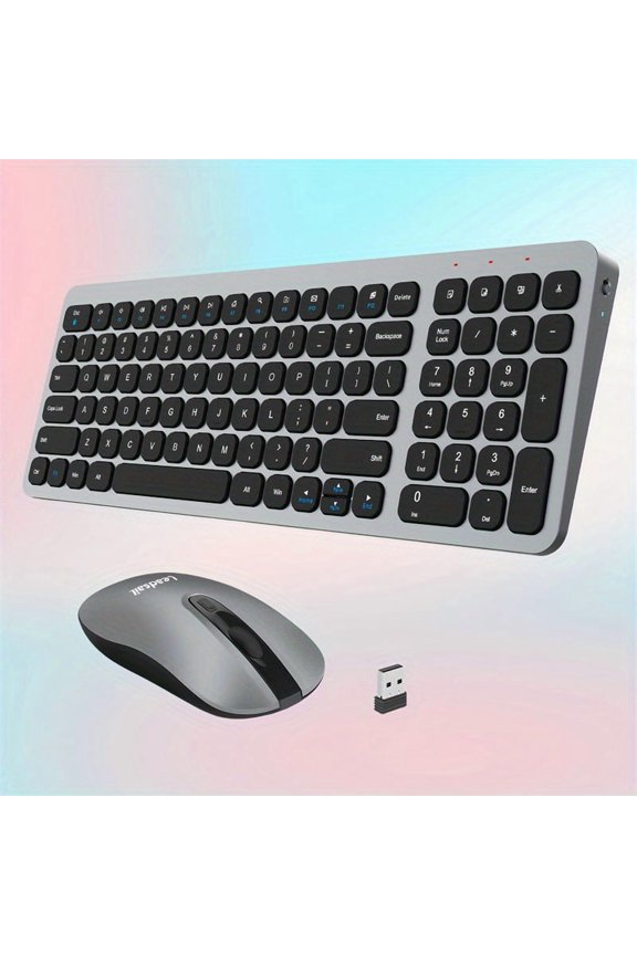 Wireless Compact Silent FANRUINA Keyboard and Mouse Combo - Wireless USB Mouse and Computer Keyboard Set for Windows Laptop, Desktop, PC