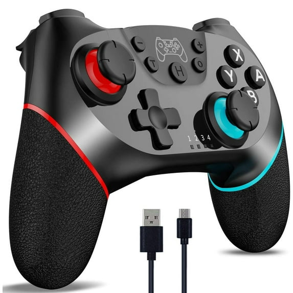 Wireless Controller Compatible with Switch/Lite/OLED, Remote Gamepad with 6-Axis Gyro, Dual Motor, Wake-up and Turbo-Black
