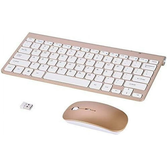 Wireless Computer Keyboard and Mouse Set, DINOWIN Ultra Thin Low Profile Wireless Keyboards and Mouse Combo Aluminum Base for PC Laptop Windows