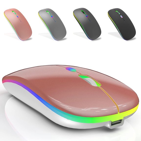 Wireless Computer Mouse 2.4G Portable Slim Mouse with Receiver Less Noise for Laptop Optical Mouse(Rose Gold)
