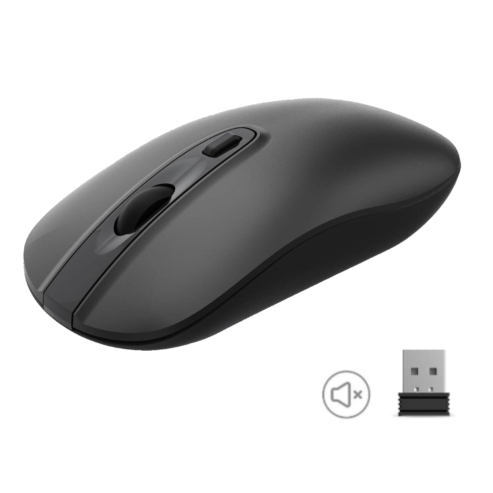 Wireless Computer Mouse 2.4G Slim Cordless Ergonomic Optical with Nano Receiver USB for Laptop Desktop Mac, Black