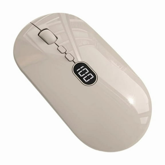 Wireless Computer Mouse with Battery Level Visible Rechargeable 2.4G Portable USB Mouse Silent Click for PC Laptop C,1 x Wireless Computer Mouse,Milk Tea Color