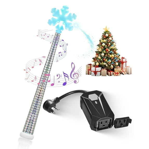 Wireless Control Outlet with Magic Wand, Wireless Switch for Christmas Tree and Decorative Indoor,Turn Your Tree Lights on and Off with a Simple Wave ,100ft RF Range
