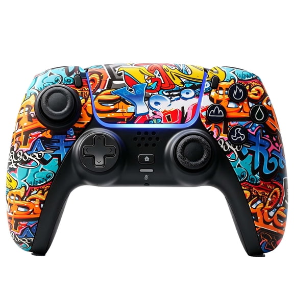 Wireless Controller Compatible with P5/P5 Pro/P5 Slim/PC,with 1500mAh Battery,Dual Vibration,6-Axis Motion Control,Speaker,3.5mm Audio Jack,Letter Graffiti