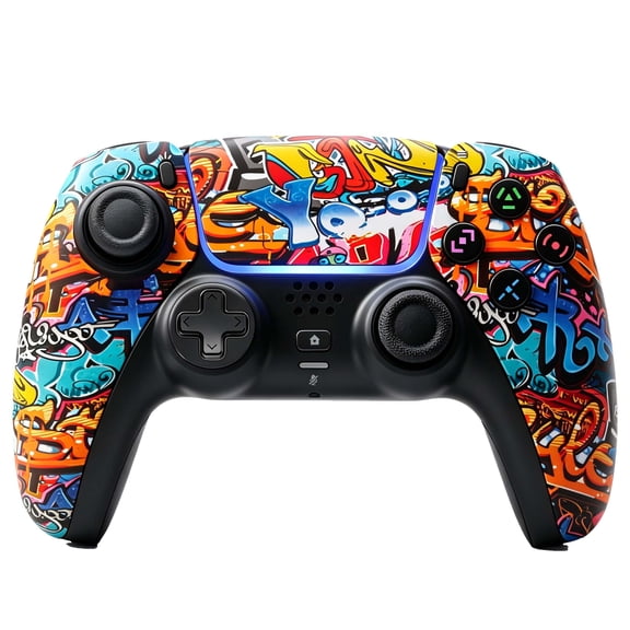 Wireless Controller Compatible with P5/P5 Pro/P5 Slim/PC,with 1500mAh Battery,Dual Vibration,6-Axis Motion Control,Speaker,3.5mm Audio Jack,Letter Graffiti