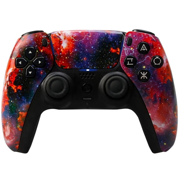 Wireless Controller Compatible with P5/P5 Pro/P5 Slim/PC,with 1500mAh Battery,Dual Vibration,6-Axis Motion Control,Speaker,3.5mm Audio Jack,Red Starry Sky