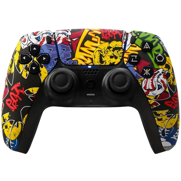 Wireless Controller Compatible with P5/P5 Pro/P5 Slim/PC,with 1500mAh Battery,Dual Vibration,6-Axis Motion Control,Speaker,3.5mm Audio Jack,Street Graffiti
