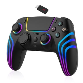 Wireless Controller Compatible with PS5, 7 Colors RGB LED for PS5 Pro/Slim Wireless Controller with 3.5mm Audio Headset, Support Turbo/Programmable/Microphone/Dual Vibration