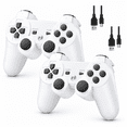 thumbnail image 1 of ERFKJE Wireless Controller Compatible with P3/PC,Replacement Wireless Gamepad Joystick with Charging Cable,2 Pack,White, 1 of 8